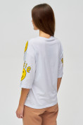 Оптом Женские футболки с надписями белого цвета 76028Bl в Казани, фото 4