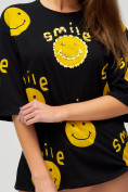 Оптом Женские футболки с надписями черного цвета 76028Ch в Казани, фото 4