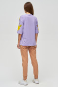 Оптом Женские футболки с надписями фиолетового цвета 76028F в Екатеринбурге, фото 2