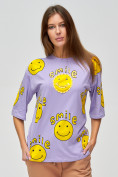 Оптом Женские футболки с надписями фиолетового цвета 76028F в Казани, фото 3