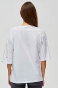 Оптом Женские футболки с надписями белого цвета 76029Bl в Екатеринбурге, фото 5