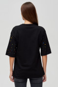 Оптом Женские футболки с надписями черного цвета 76029Ch в Казани, фото 5