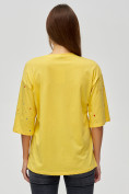 Оптом Женские футболки с надписями желтого цвета 76029J в Казани, фото 5
