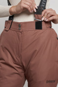 Оптом Полукомбинезон утепленный женский зимний горнолыжный коричневого цвета 7602K в Перми, фото 11