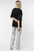 Оптом Женские футболки с принтом черного цвета 76032Ch в Екатеринбурге, фото 8