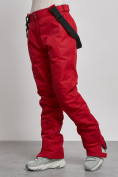 Оптом Полукомбинезон утепленный женский зимний горнолыжный красного цвета 7607Kr в Волгоградке, фото 9