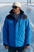 Оптом Горнолыжная куртка мужская зимняя голубого цвета 7611Gl