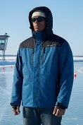 Оптом Горнолыжная куртка мужская зимняя синего цвета 7611S