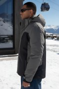 Оптом Горнолыжная куртка мужская зимняя темно-серого цвета 7612TC, фото 4