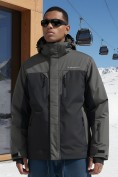 Оптом Горнолыжная куртка мужская зимняя темно-серого цвета 7612TC, фото 2