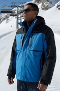 Оптом Горнолыжная куртка мужская зимняя голубого цвета 7616Gl