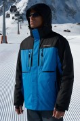 Оптом Горнолыжная куртка мужская зимняя голубого цвета 7616Gl, фото 4