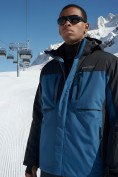 Оптом Горнолыжная куртка мужская зимняя синего цвета 7616S, фото 3