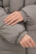 Оптом Куртка женская зимняя на резинке большого размера коричневого цвета 7619K, фото 11
