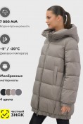 Оптом Куртка женская зимняя на резинке большого размера коричневого цвета 7619K