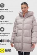 Оптом Куртка женская зимняя на резинке большого размера светло-коричневого цвета 7619SK