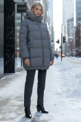 Оптом Куртка женская зимняя на резинке большого размера темно-серого цвета 7619TC, фото 4