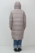 Оптом Пальто зимнее утепленное с капюшоном женское серого цвета 7623Sr, фото 10