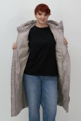 Оптом Пальто зимнее утепленное с капюшоном женское серого цвета 7623Sr, фото 14