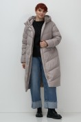 Оптом Пальто зимнее утепленное с капюшоном женское серого цвета 7623Sr, фото 16