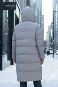 Оптом Пальто зимнее утепленное с капюшоном женское серого цвета 7623Sr, фото 3