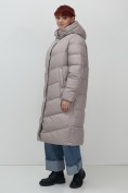 Оптом Пальто зимнее утепленное с капюшоном женское серого цвета 7623Sr, фото 3