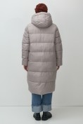 Оптом Пальто зимнее утепленное с капюшоном женское серого цвета 7623Sr, фото 4