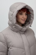 Оптом Пальто зимнее утепленное с капюшоном женское серого цвета 7623Sr, фото 6