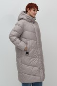 Оптом Пальто зимнее утепленное с капюшоном женское серого цвета 7623Sr, фото 8