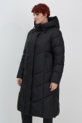 Оптом Пальто зимнее утепленное с капюшоном женское черного цвета 7628Ch, фото 9