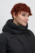 Оптом Пальто зимнее утепленное с капюшоном женское черного цвета 7628Ch, фото 10