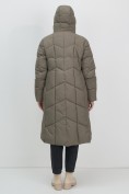 Оптом Пальто зимнее утепленное с капюшоном женское светло-коричневого цвета 7628SK, фото 13