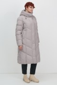 Оптом Пальто зимнее утепленное с капюшоном женское серого цвета 7628Sr, фото 10