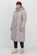 Оптом Пальто зимнее утепленное с капюшоном женское серого цвета 7628Sr, фото 11