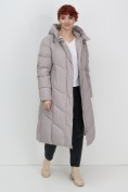 Оптом Пальто зимнее утепленное с капюшоном женское серого цвета 7628Sr, фото 14