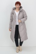 Оптом Пальто зимнее утепленное с капюшоном женское серого цвета 7628Sr, фото 15