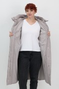 Оптом Пальто зимнее утепленное с капюшоном женское серого цвета 7628Sr, фото 16