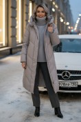 Оптом Пальто зимнее утепленное с капюшоном женское серого цвета 7628Sr, фото 3