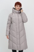 Оптом Пальто зимнее утепленное с капюшоном женское серого цвета 7628Sr, фото 2