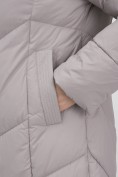 Оптом Пальто зимнее утепленное с капюшоном женское серого цвета 7628Sr, фото 7