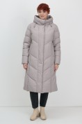 Оптом Пальто зимнее утепленное с капюшоном женское серого цвета 7628Sr, фото 9