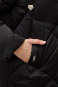 Оптом Пальто зимнее утепленное с капюшоном женское черного цвета 7637Ch, фото 16