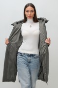 Оптом Пальто зимнее утепленное с капюшоном женское зеленого цвета 7637Z, фото 16