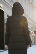 Оптом Пальто зимнее утепленное с капюшоном женское черного цвета 7638Ch, фото 3