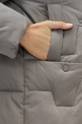 Оптом Пальто зимнее утепленное с капюшоном женское серого цвета 7638Sr, фото 13