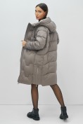 Оптом Пальто зимнее утепленное с капюшоном женское серого цвета 7638Sr, фото 19
