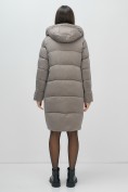 Оптом Пальто зимнее утепленное с капюшоном женское серого цвета 7638Sr, фото 4