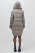 Оптом Пальто зимнее утепленное с капюшоном женское серого цвета 7638Sr, фото 6