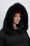 Оптом Куртка зимняя женская с мехом и капюшоном тренд черного цвета 7639Ch, фото 11