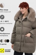 Оптом Куртка зимняя женская с мехом и капюшоном тренд коричневого цвета 7639K